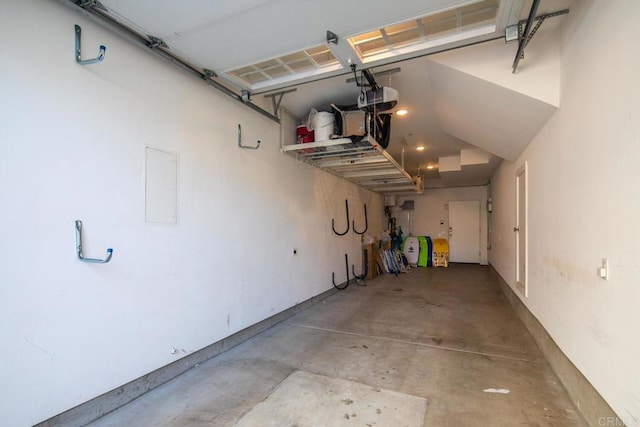 garage with a garage door opener