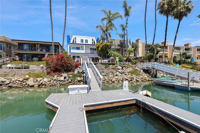 dock area featuring a water view