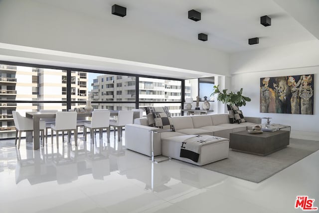 view of tiled living room