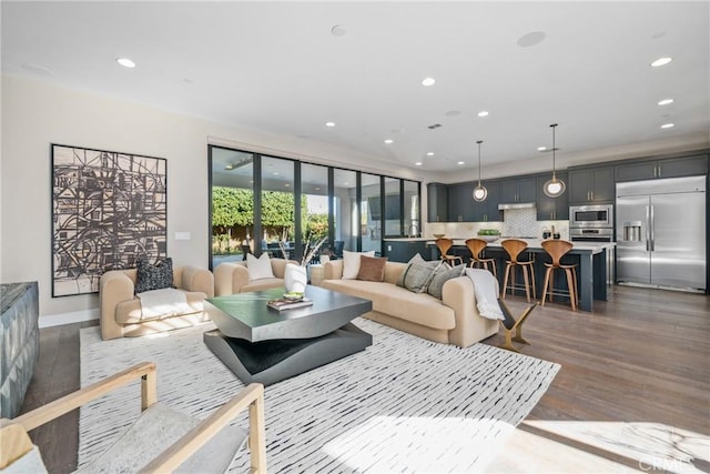 living room featuring wood-type flooring