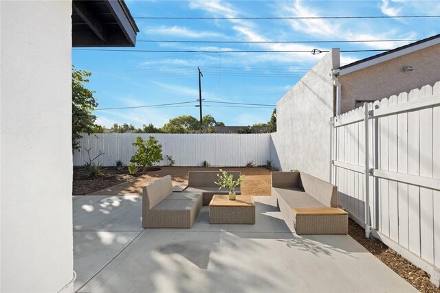 view of patio featuring an outdoor hangout area