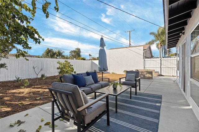 view of patio featuring an outdoor hangout area