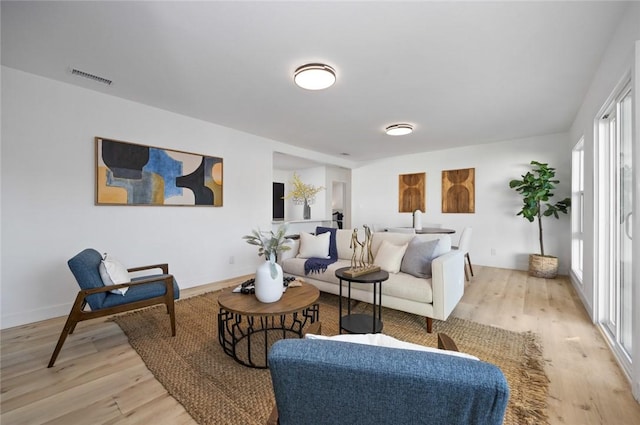 living room featuring light hardwood / wood-style flooring