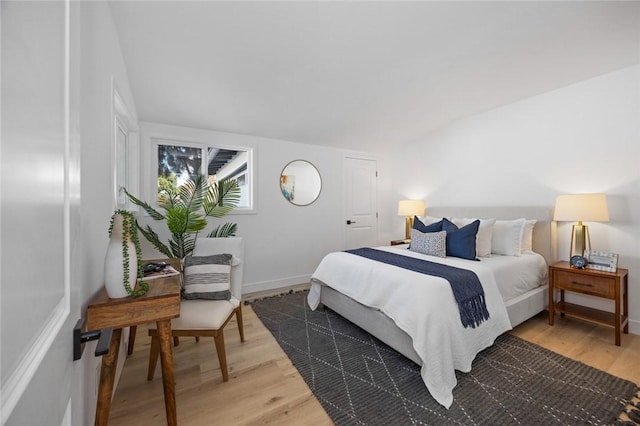 bedroom with wood-type flooring