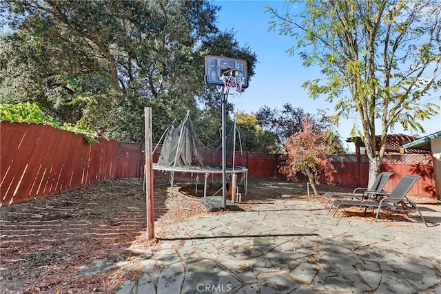 view of patio / terrace featuring a trampoline