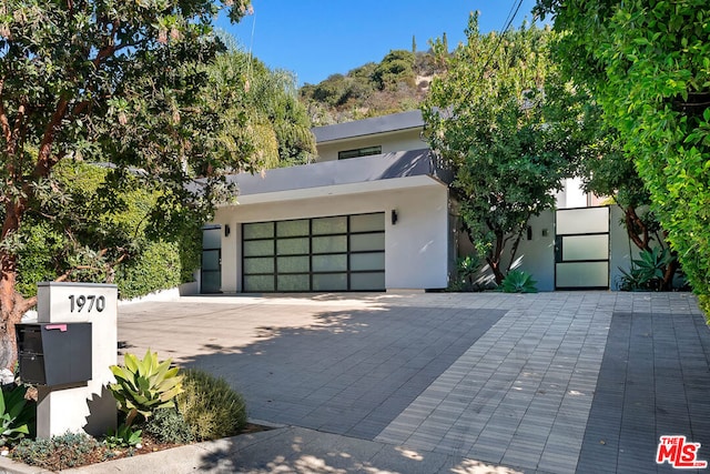 contemporary home with a garage