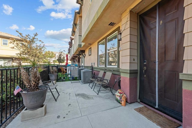 view of patio / terrace featuring central air condition unit