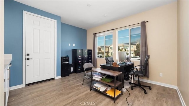 office space featuring hardwood / wood-style flooring