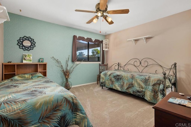 bedroom with carpet flooring and ceiling fan