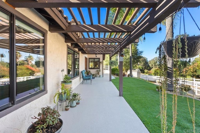 view of patio featuring a pergola