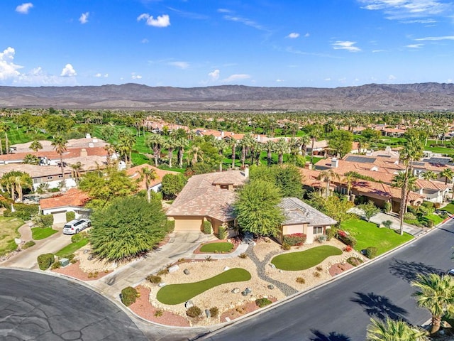 birds eye view of property featuring a mountain view