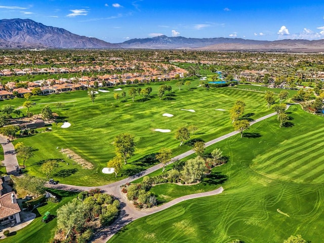 birds eye view of property featuring a mountain view