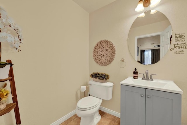 bathroom featuring tile patterned floors, vanity, and toilet