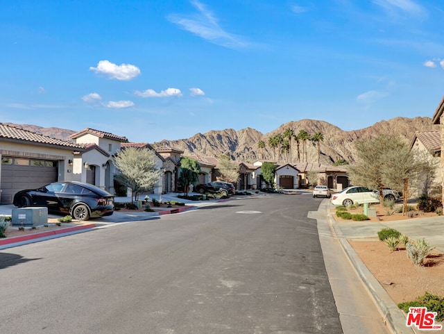 view of road with a mountain view