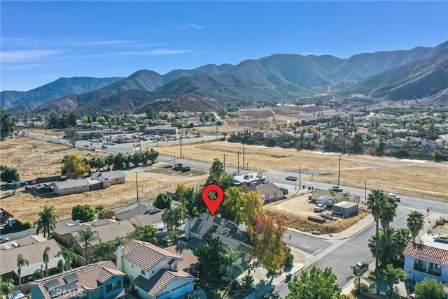 drone / aerial view with a mountain view