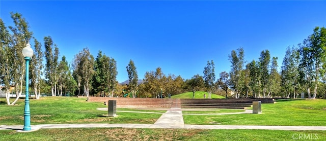 view of community featuring a lawn