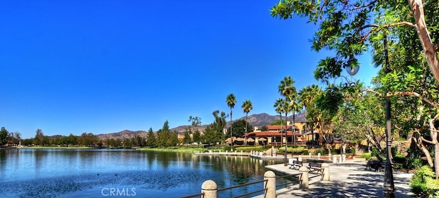 view of water feature with a mountain view