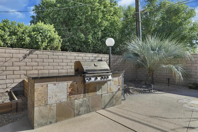 view of patio / terrace with area for grilling and a grill