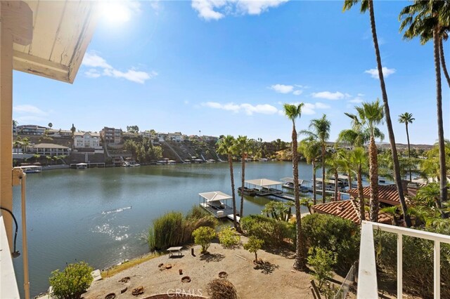 water view with a boat dock