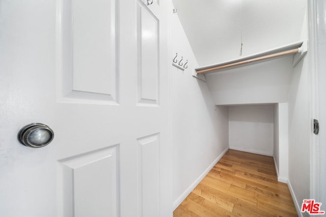 spacious closet featuring light hardwood / wood-style flooring