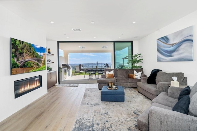 living room featuring light hardwood / wood-style floors