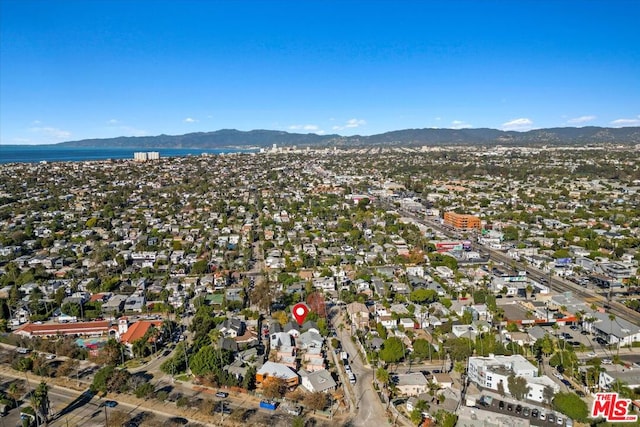 aerial view with a water and mountain view