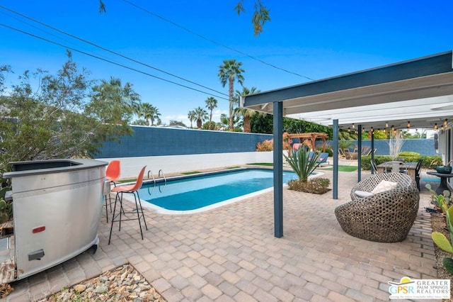 view of swimming pool with a patio area