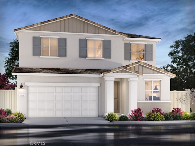 view of front facade featuring a garage