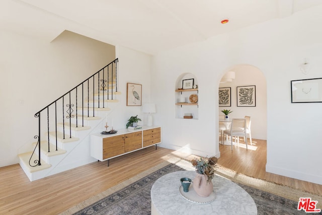 living room with wood-type flooring