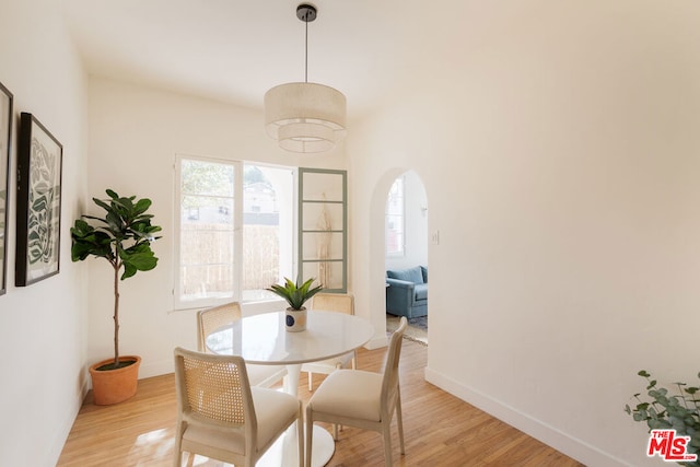 dining space featuring light hardwood / wood-style floors