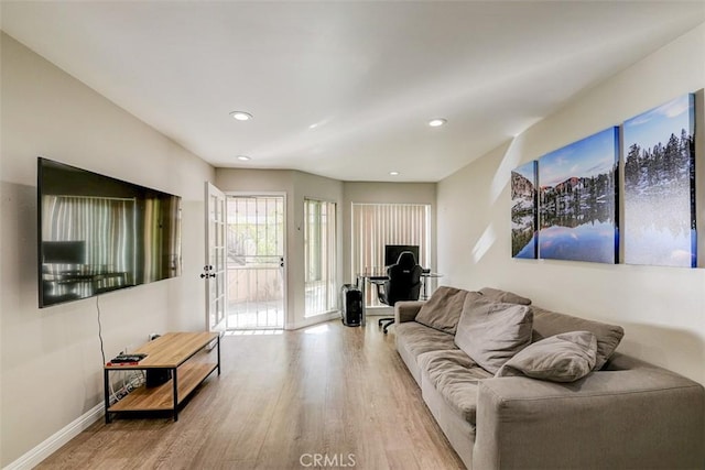 living room featuring light hardwood / wood-style floors