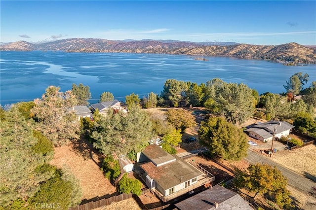 aerial view with a water and mountain view