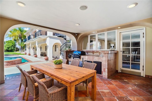 view of patio / terrace featuring a balcony and area for grilling