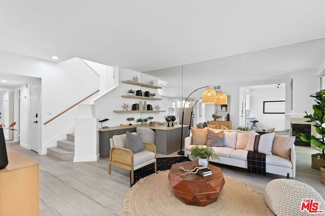 living room featuring light hardwood / wood-style flooring