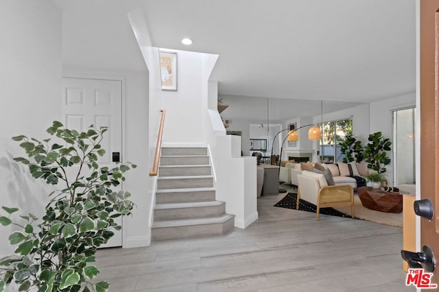 foyer featuring light wood-type flooring