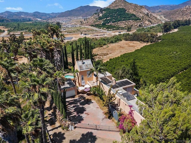 aerial view with a mountain view