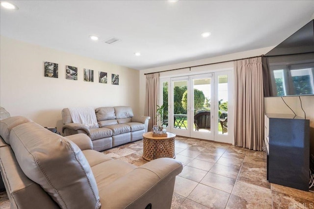 living room with french doors