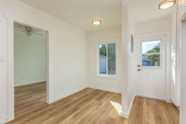 foyer entrance with light hardwood / wood-style flooring