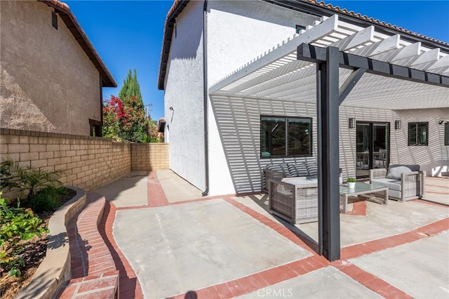 view of patio / terrace featuring a pergola