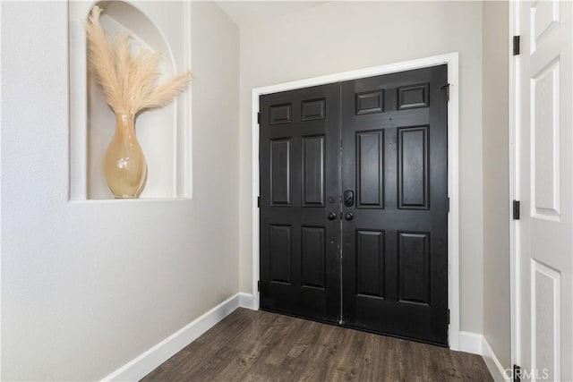 foyer entrance with dark hardwood / wood-style floors