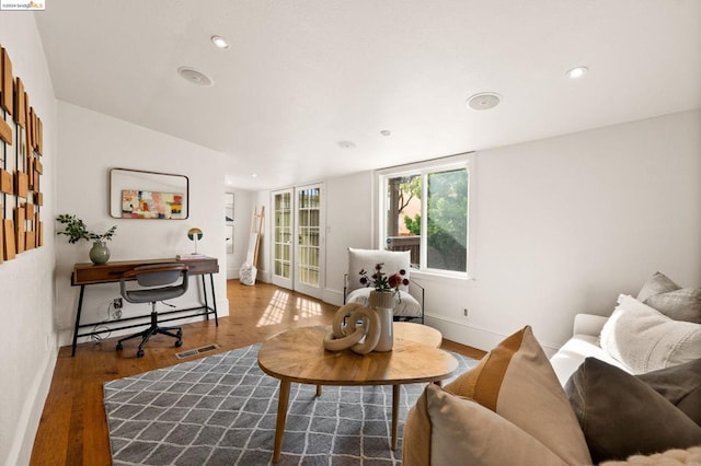 living room with hardwood / wood-style flooring