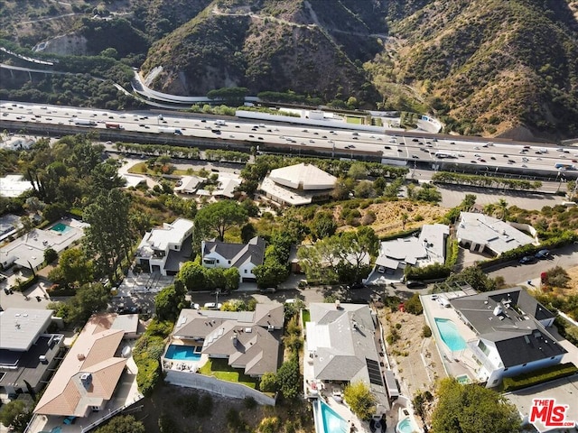 aerial view with a mountain view