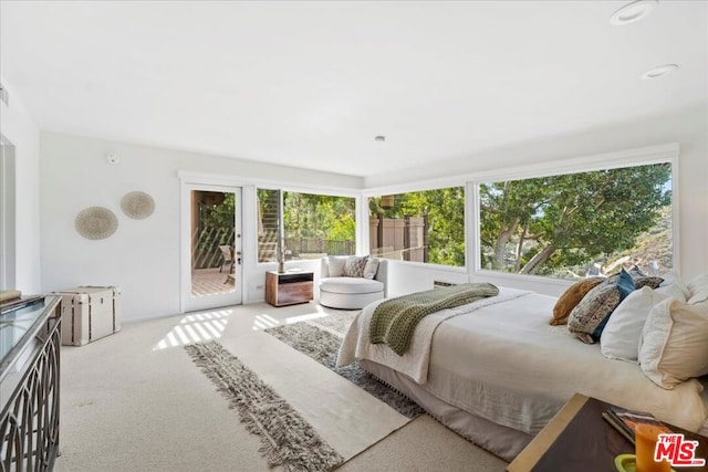 carpeted bedroom with access to outside