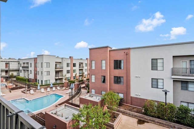 view of pool featuring a patio area