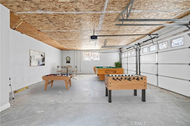 playroom featuring billiards and concrete floors