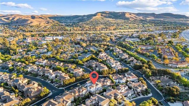 drone / aerial view with a mountain view