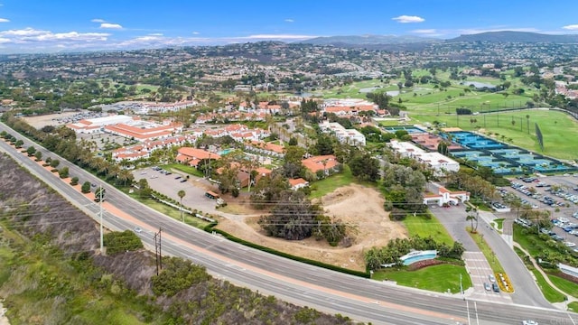 drone / aerial view featuring a mountain view