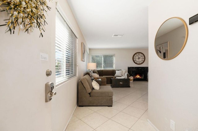 interior space with light tile patterned floors