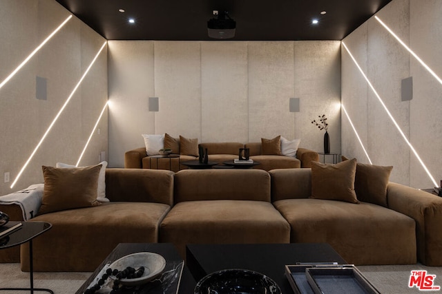 view of carpeted home theater