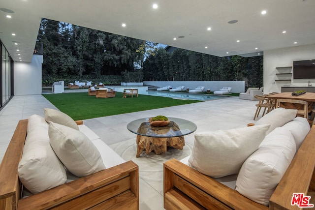 view of tiled living room